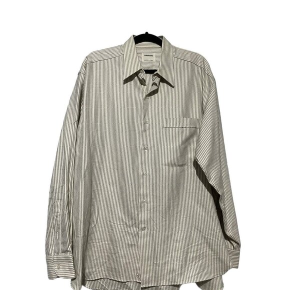 Lorenzini Mens Striped Button-Down Shirt 42 Made In Italy Cotton Long Sleeve - Picture 2 of 5